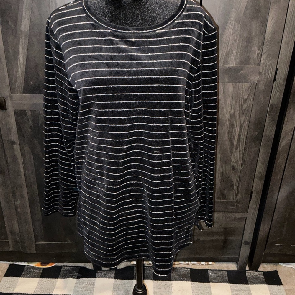 White Stag Black and White Striped Long Sleeve Top